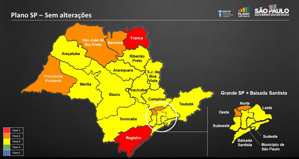 Governo atualiza classificação do Plano SP sem regressão de regiões
