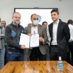 presidente da Câmara, Tite, prefeito Auricchio e deputado Thiago