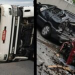 acidente entre caminhão e dois carros
