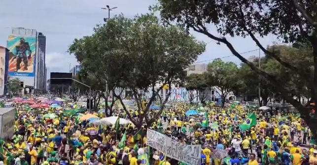 manifestantes vestidos de verde e amarelo