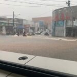 ruas alagadas no centro de Diadema