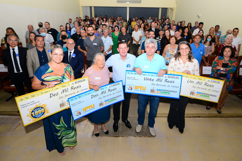 Programa Nota 1.000 e IPTU Fidelidade entregam R$ 200 mil em prêmios em S.Bernardo