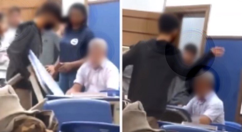 Aluno intimida professor e tenta derrubá-lo de cadeira em escola  