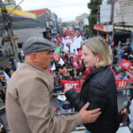 Presidente do PT Nacional, Gleisi Hoffmann, e o deputado federal Lindbergh Farias