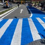 faixa de pedestre azul em Ribeirão Pires