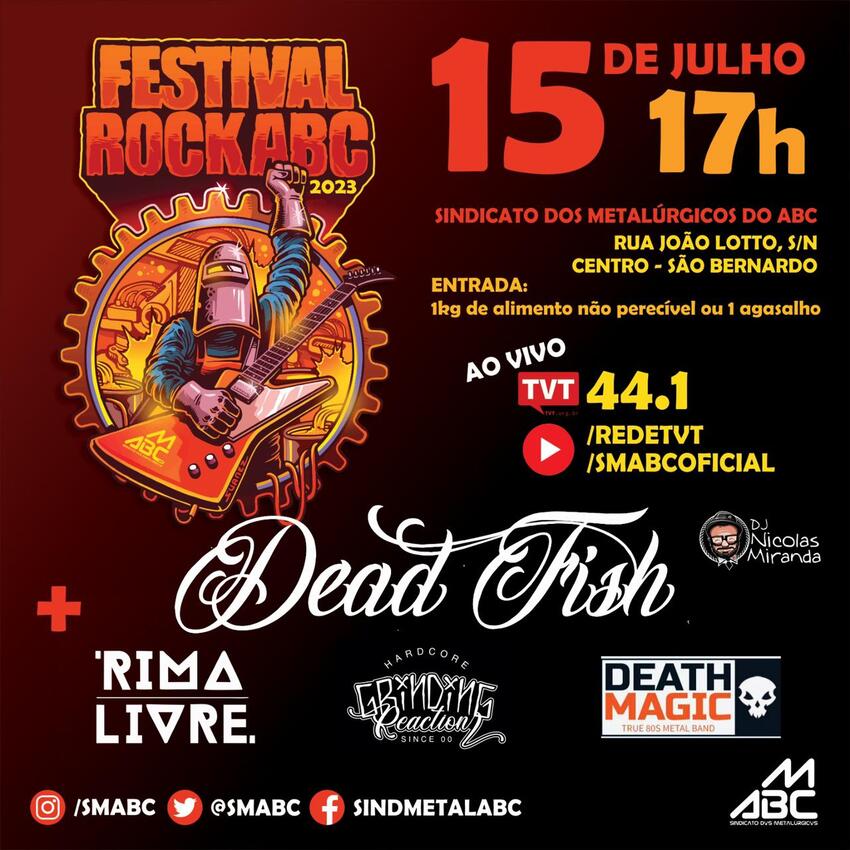 Dead Fish é atração principal do Festival Rock ABC dos Metalúrgicos