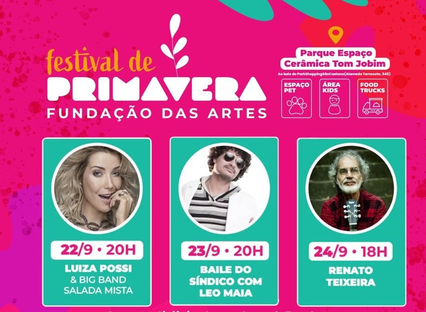 Festival de Primavera de S.Caetano terá Luiza Possi, Leo Maia e Renato Teixeira