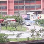 corpo de bombeiros no córrego