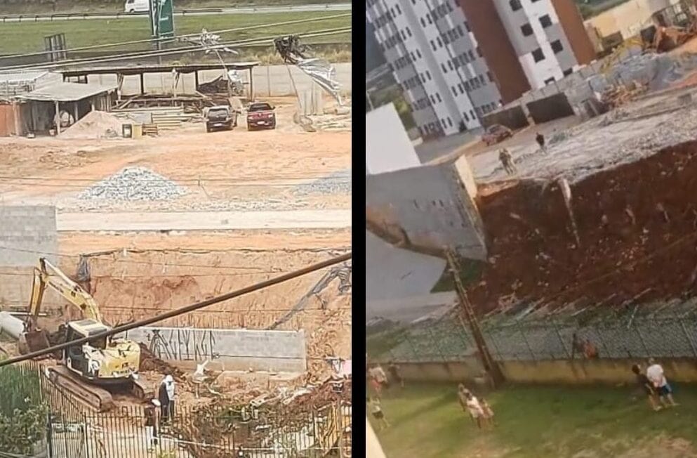 queda de muro em prédio