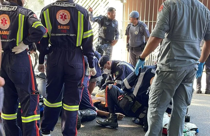 equipes de emergência atendem criminoso