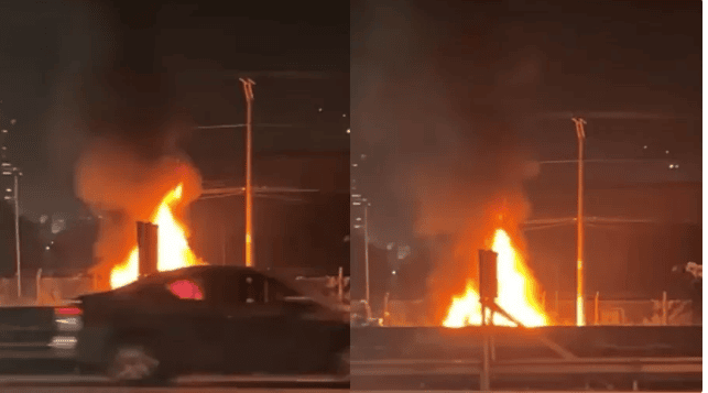 carro pegando fogo em Santo André