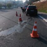 Acidente na saída da Estrada Samuel Aizemberg para a Avenida José Odorizzi