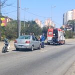 colisão de carro e moto em Santo André