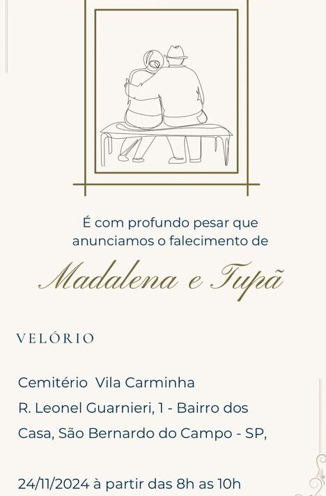comunicado do velório e enterro de casal de idosos