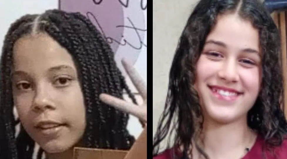 Maria Luiza, de 12 anos, e Isabella Rodrigues Batista Silva, de 11 anos, fugiram de casa por volta das 13h25 deste sábado
