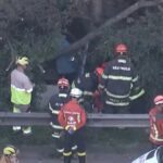 Corpo de bombeiros fazendo resgate no rodoanel