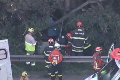 Corpo de bombeiros fazendo resgate no rodoanel