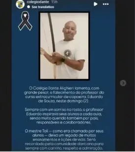 nota de pesar pelo falecimento do professor Toli