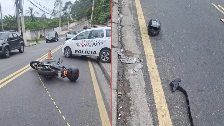 moto de policial abandonada
