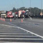 Vítima presa nas ferragens é resgatada pelo Águia após engavetamento no Rodoanel