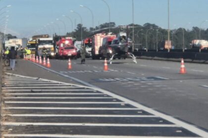 Vítima presa nas ferragens é resgatada pelo Águia após engavetamento no Rodoanel