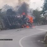 Motorista perde a vida carbonizado após caminhão tombar na Anchieta