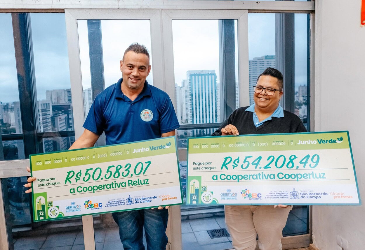São Bernardo fecha ‘Junho Verde’, entrega cheques às cooperativas de reciclagem
