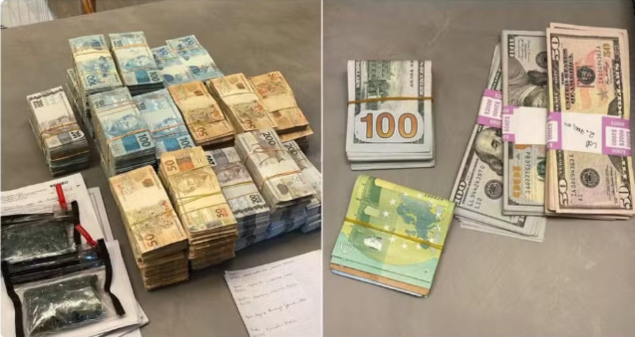 Nas casas de alguns investigados foram apreendidos dinheiro em espécie (incluindo R$ 330 mil, dólares e euros)