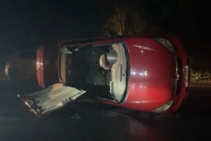 Acidente em Rio Grande da Serra envolve vereador e chefe de gabinete do prefeito. Foto: Reprodução/Vídeo-O Repórter do Povo e a Notícia