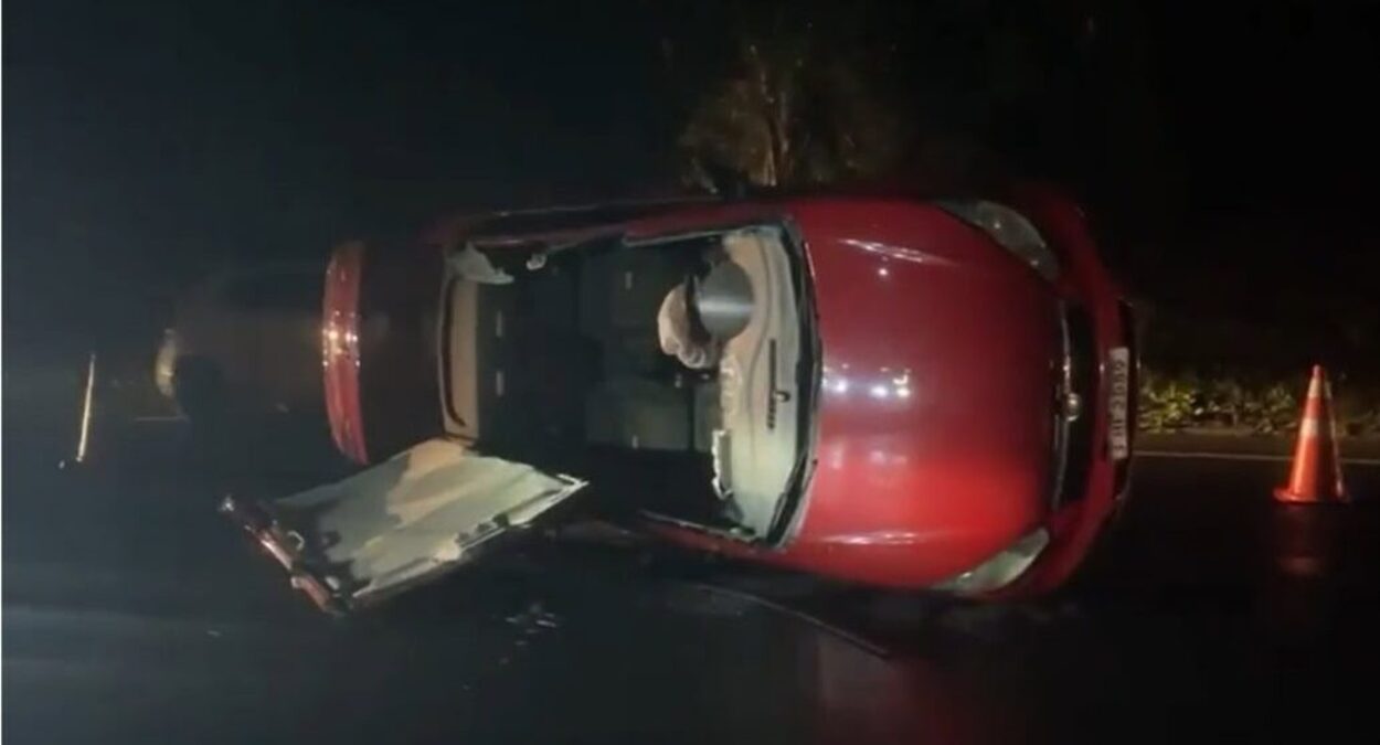 Acidente em Rio Grande da Serra envolve vereador e chefe de gabinete do prefeito. Foto: Reprodução/Vídeo-O Repórter do Povo e a Notícia