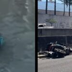 Piloto e garupa de moto são projetados para dentro de um rio após colisão em Santo André