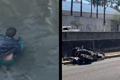 Piloto e garupa de moto são projetados para dentro de um rio após colisão em Santo André