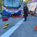 GCM de Diadema presta socorro a motociclista que caiu debaixo de trólebus