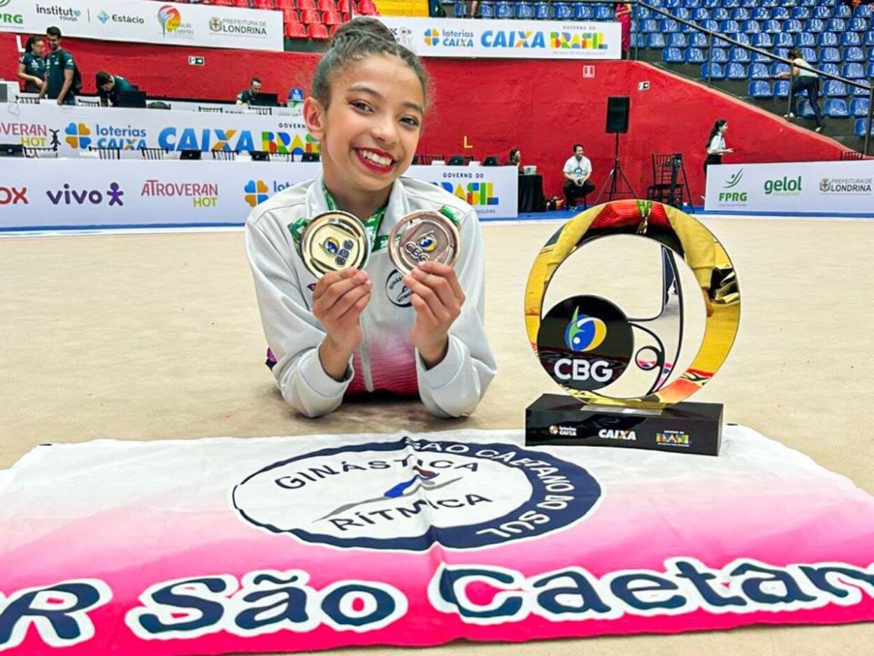Ginasta de São Caetano conquista ouro na Fita no Campeonato Brasileiro Infantil disputado em Londrina