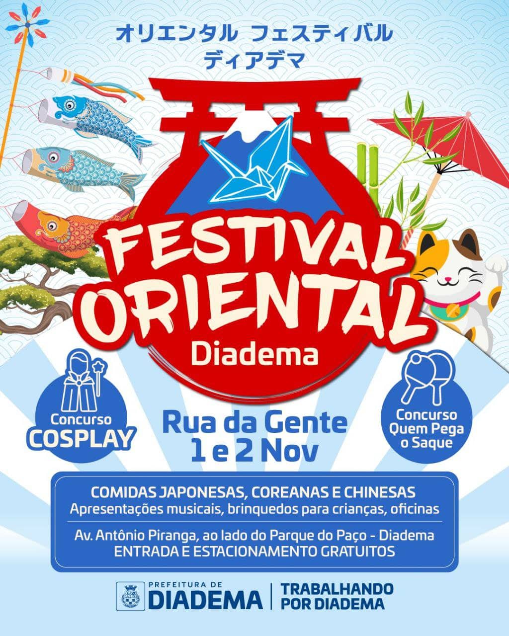Diadema realiza 1º Festival Oriental dias 1 e 2 de novembro