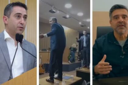 Vereadores de São Caetano são flagrados dançando em cima de mesas do plenário