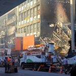 Após incêndio destruir loja no Centro de São Bernardo, Enel repara danos na rede elétrica