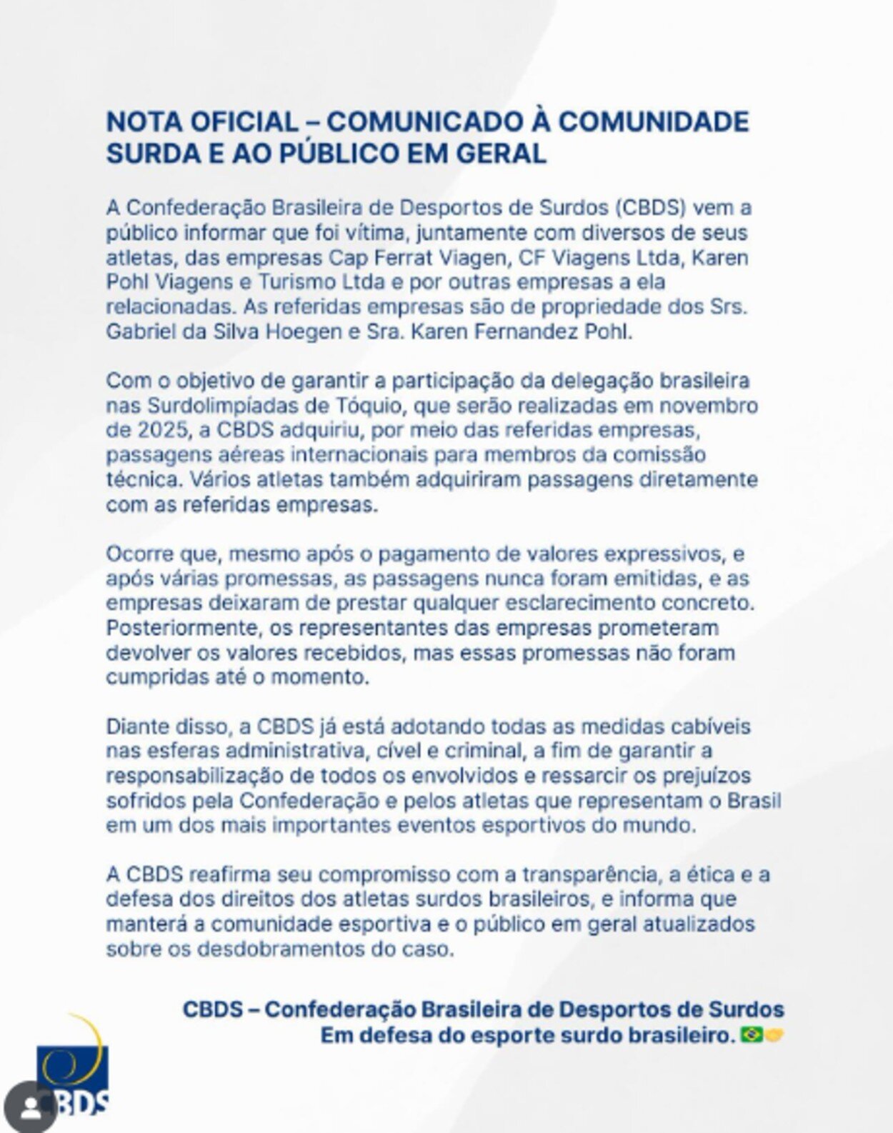 CBDS (Confederação Brasileira de Desportos de Surdos)