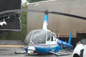 Helicóptero da Band faz pouso forçado em Guarulhos; piloto e cinegrafista passam bem