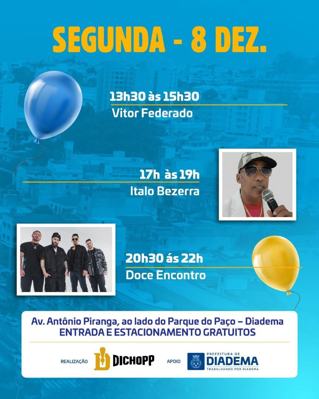 Três dias de muito rock, samba e forró celebram os 66 anos de Diadema