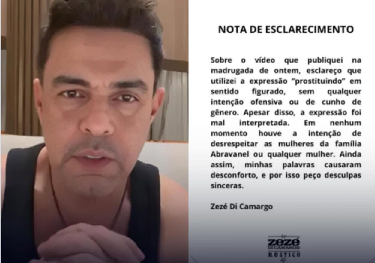 Zezé Di Camargo se retrata por termo usado em críticas às filhas de Silvio Santos