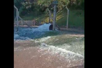 Em São Bernardo, vazamento de água mobiliza equipes da Sabesp no Jardim Silvina