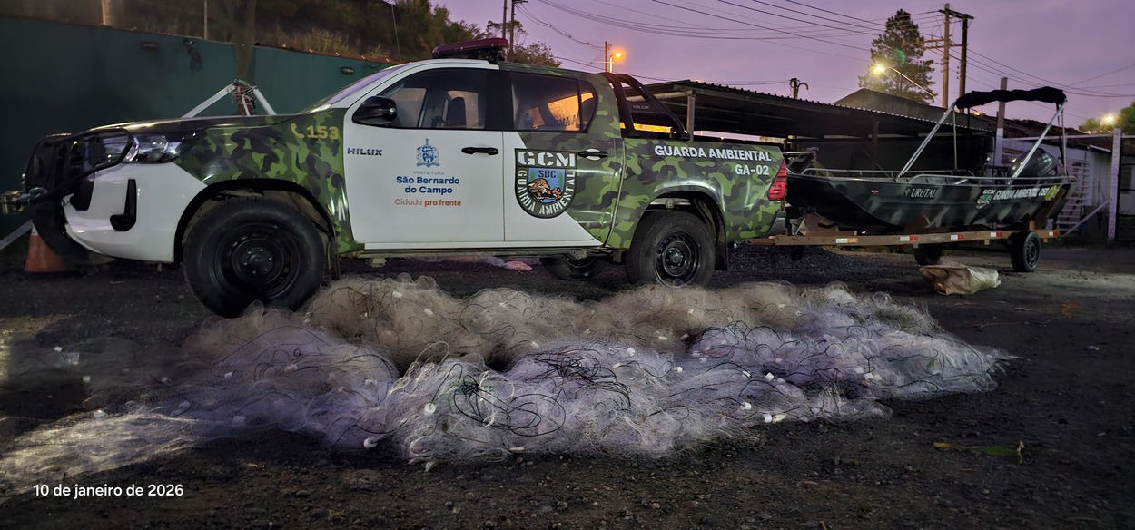 GCM Ambiental apreende quase 2 km de redes de pesca ilegais na Represa Billings