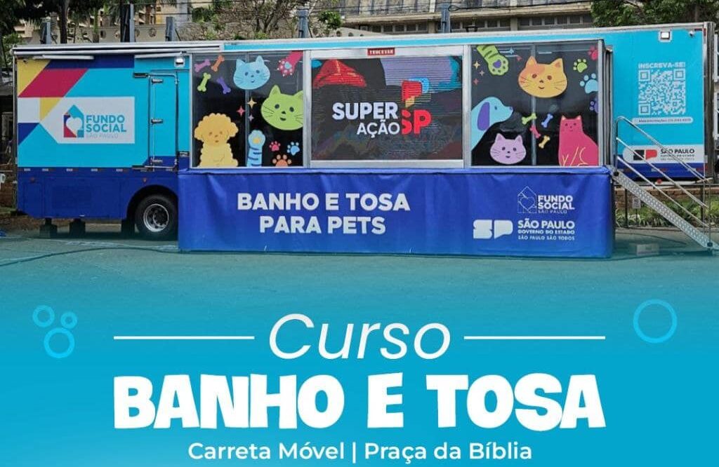 Fundo Social de Rio Grande da Serra abre inscrições para curso gratuito de Banho e Tosa na Carreta Móvel