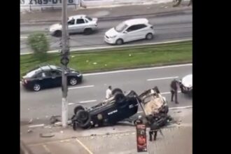 Perseguição termina em colisão, capotamento e um indivíduo sem vida em Santo André