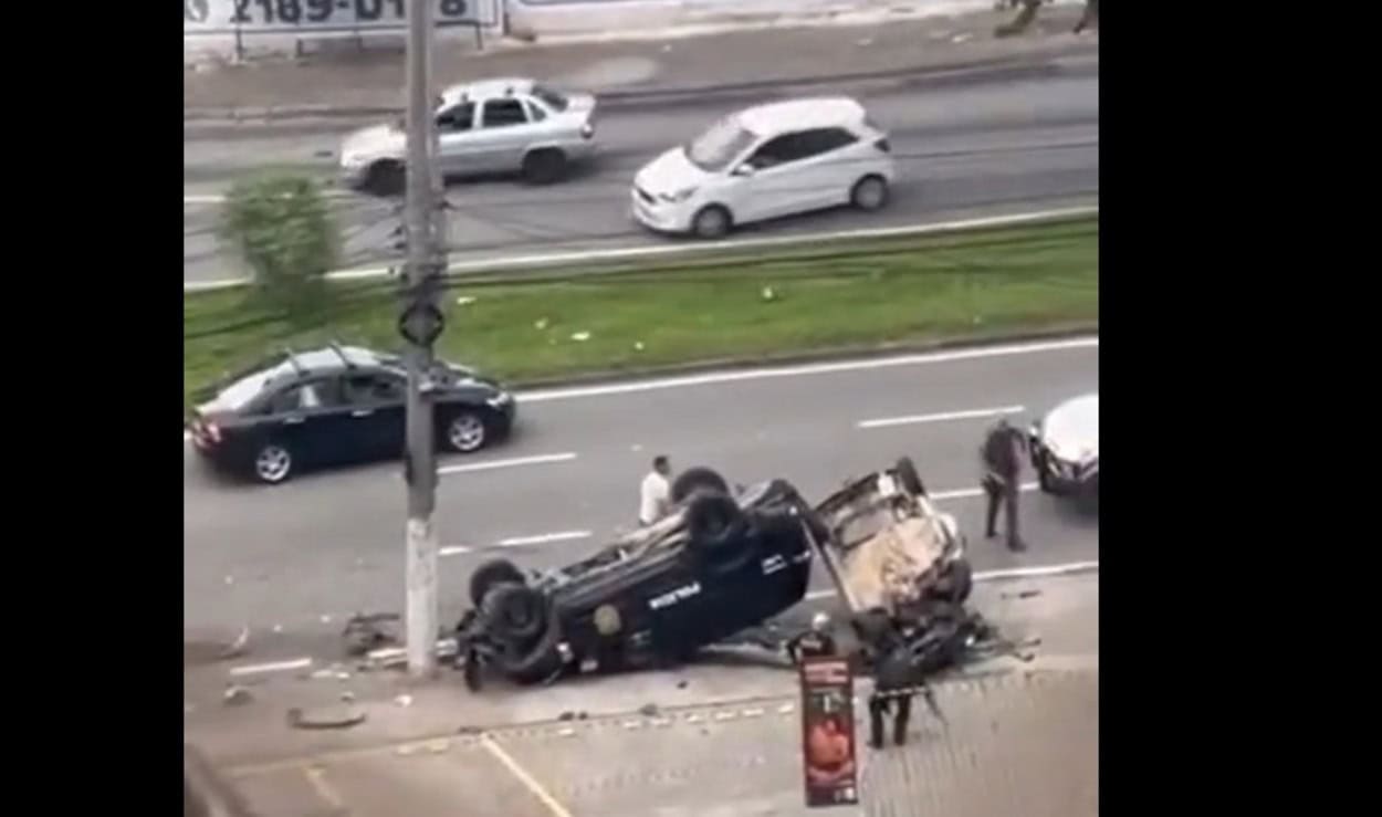 Perseguição termina em colisão, capotamento e um indivíduo sem vida em Santo André