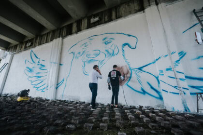 ‘Grafitando SBC’ amplia ação e presta homenagem ao cão Orelha sob o viaduto Kenzo Uemura 