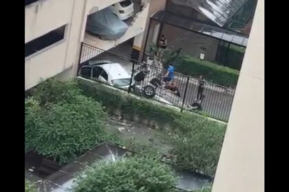 Carro despenca de garagem e atinge outro veículo no Centro de São Bernardo