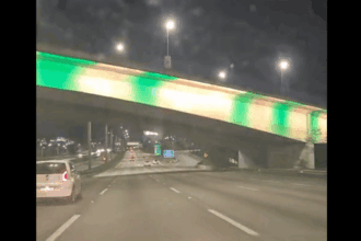 Em São Bernardo, Viaduto Tereza Delta ganha iluminação verde e amarela em ritmo de Copa do Mundo