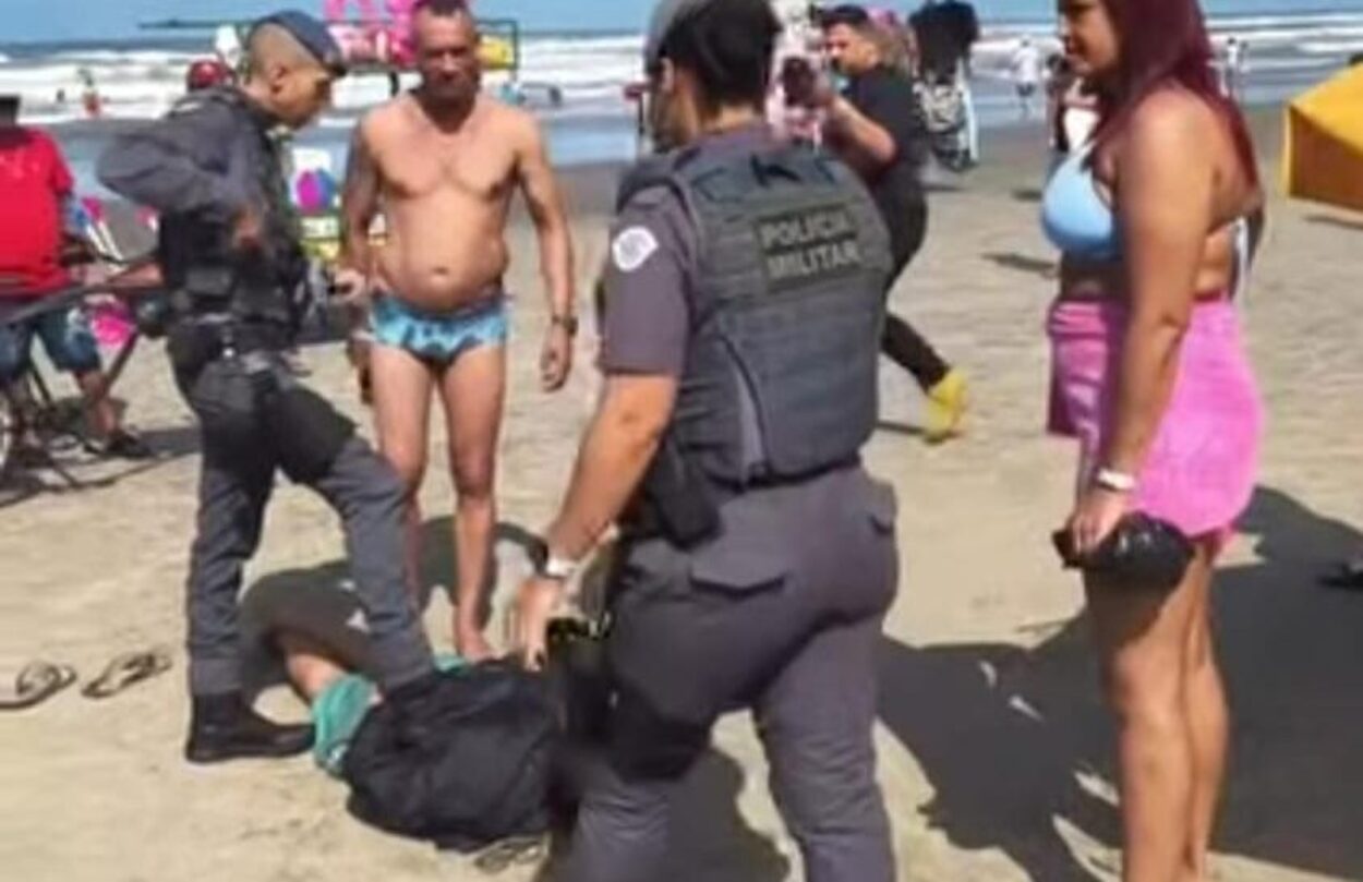 Guarda Civil de Diadema de folga evita feminicídio e salva mulher em quiosque na Praia Grande